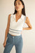 Sleeveless collared knit tank in birch bluefin — main image