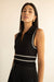 Sleeveless collared knit tank in black birch — main image