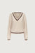 Varsity v-neck sweater in fog rocky road — main image