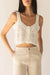 Cropped open knit tank top in cream — main image