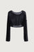 Cropped crochet sweater in black — main image