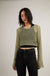 Cropped crochet sweater in khaki — main image