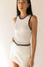 Contrast trim racer back tank top in birch black — main image