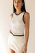 Contrast trim racer back tank top in birch black — main image