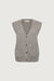 Oversized button front sweater vest in heather taupe grey — main image
