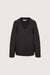 Oversized collared v-neck sweater in black — main image
