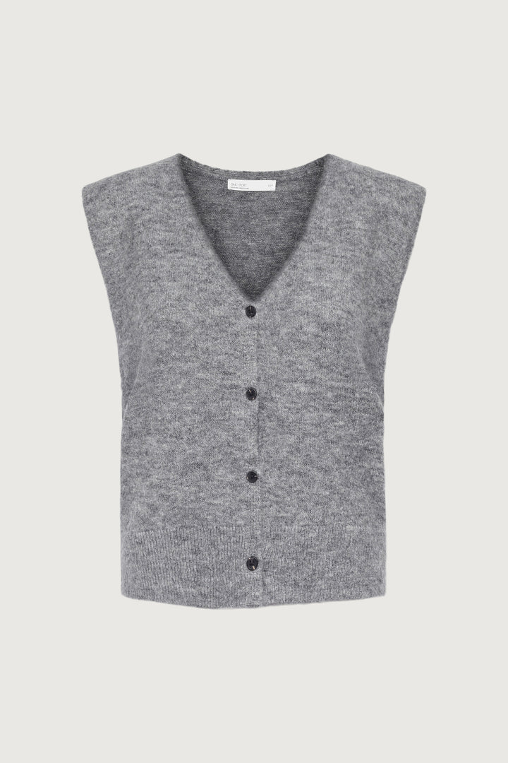 BUTTON FRONT SWEATER VEST in Dark Heather Grey — alternate angle