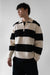 Striped rugby polo sweater in pearl ivory black — main image