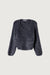 Fuzzy v-neck sweater in charcoal — main image