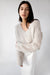 Fuzzy metallic tinsel sweater in silver grey — main image