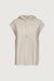 Knit sleeveless hoodie in fog — main image