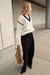 Cropped contrast v-neck sweater in cream black — main image