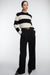 Striped cable knit cropped sweater in black sand stripe — main image