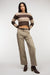 Striped cable knit cropped sweater in simply taupe turkish coffee — main image