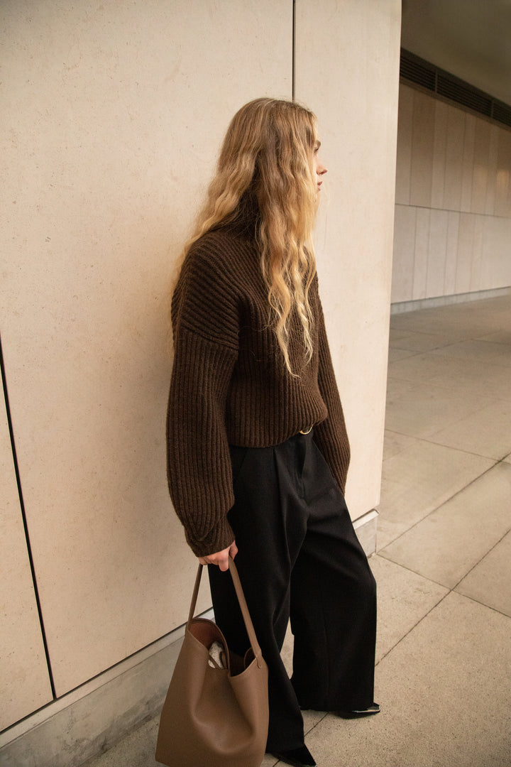 MOCKNECK SWEATER in Turkish Coffee — alternate angle