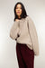 Chunky knit crewneck sweater in heather simply taupe — main image