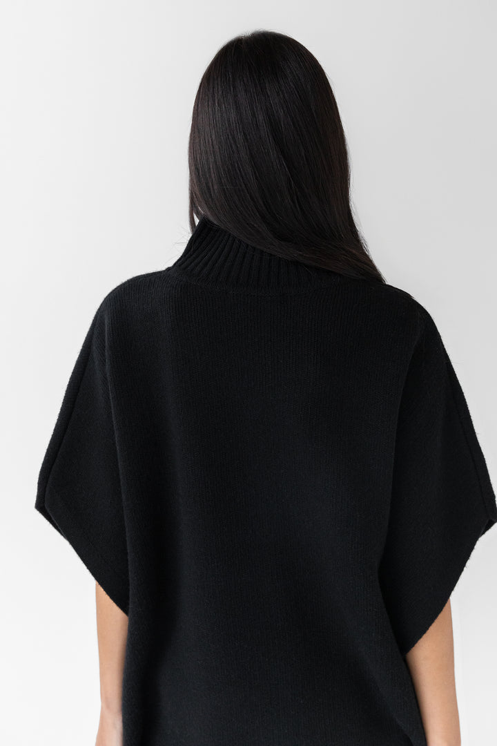 TURTLENECK CAPE in Black — alternate angle