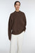 Oversized wide-ribbed trim sweater in chestnut — main image