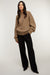 Oversized wide-ribbed trim sweater in heather taupe — main image