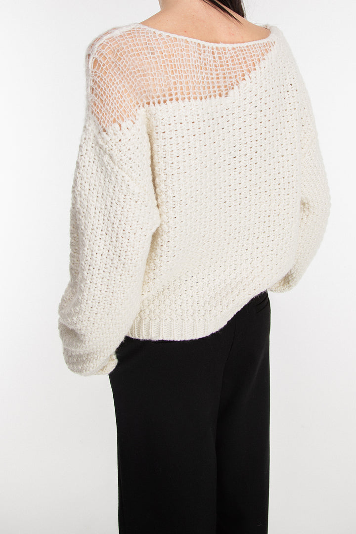 DISTRESSED DETAIL SWEATER in Birch — alternate angle