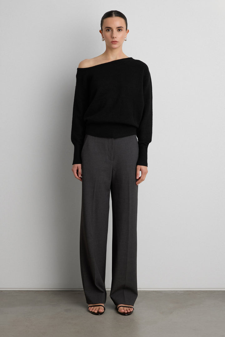 OFF SHOULDER SWEATER in Black — alternate angle