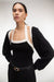 Contrast trim knit bolero & tank two piece set in black cream — main image