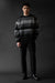 Striped textured knit crewneck sweater in asphalt stripe — main image