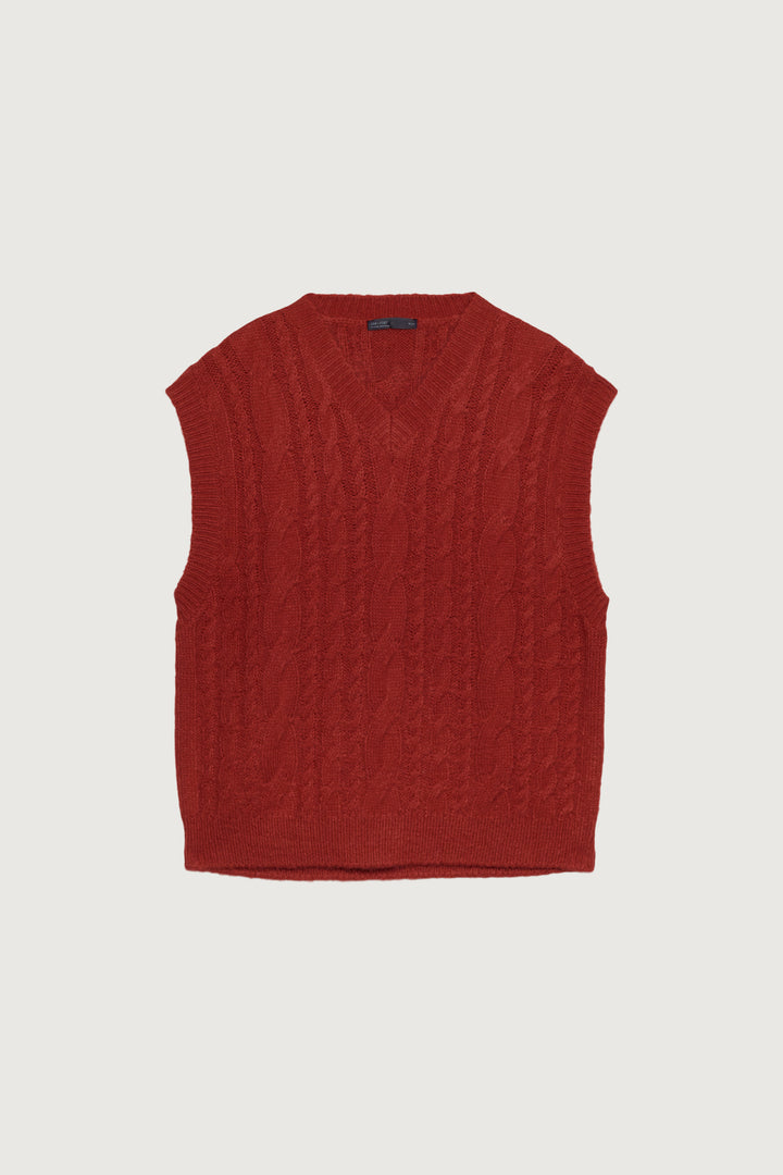 CABLE KNIT SWEATER VEST in Lava Falls — alternate angle