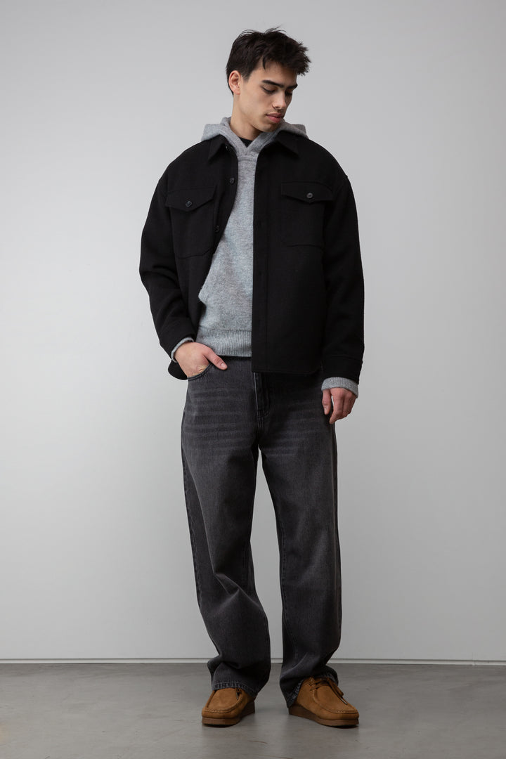 SWEATER HOODIE in Heather Medium Grey — alternate angle