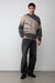 Paint brush effect crewneck sweater in charcoal taupe — main image