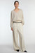 3d knit v-neck sweater in peyote oat — main image