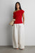 Asymmetrical off the shoulder cap sleeve sweater in cherry — main image