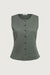 Button front knit sleeveless vest in sage — main image