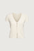 Button front cap sleeve sweater in birch — main image