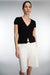 Button front cap sleeve sweater in black — main image