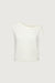 Asymmetrical off shoulder knit top in cream — main image
