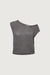 Asymmetrical off shoulder knit top in lava smoke — main image