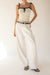 Contrast stitch knit tank in cream — main image