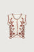 Floral embroidered sweater vest in brown — main image