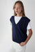 V-neck sweater vest in navy blue — main image