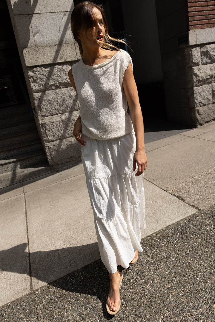 RELAXED OFF THE SHOULDER SWEATER in Cream — alternate angle