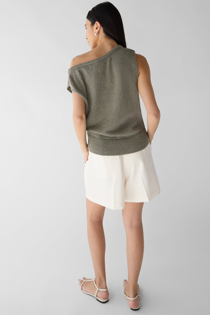 RELAXED OFF THE SHOULDER SWEATER in Vetiver — alternate angle