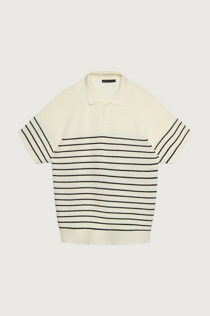 STRIPED POLO SHIRT in Black Cream — alternate angle