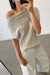 Slouchy off the shoulder short sleeve sweater in peyote oat — main image