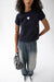 Short sleeve sweater in navy — main image