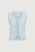 Open front sweater vest with ties in baby blue — main image
