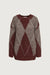 Oversized argyle sweater in red print — main image