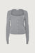 Button front square neck sweater in dark heather grey — main image
