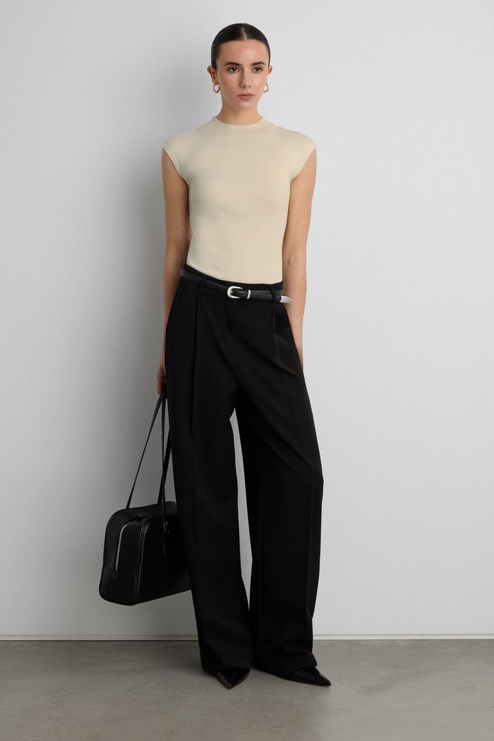 KNIT MOCKNECK TOP in Fog — alternate angle