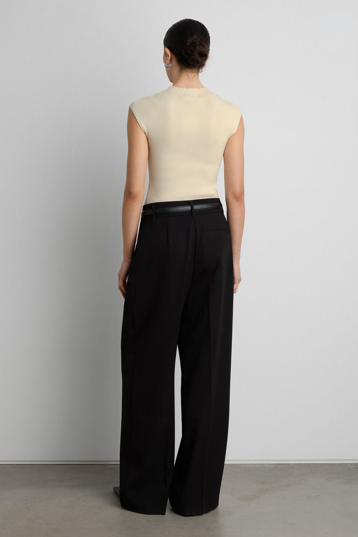 KNIT MOCKNECK TOP in Fog — alternate angle